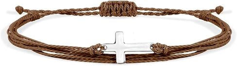 Handmade Cross Sideways Braided Colorful String Adjustable Rope Bangle Friendship Couple Bracelet Faith Hope Blessed Christmas Religious Lucky Jewelry for Women Men in Saudi Arabia