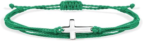 Handmade Cross Sideways Braided Colorful String Adjustable Rope Bangle Friendship Couple Bracelet Faith Hope Blessed Christmas Religious Lucky Jewelry for Women Men in Saudi Arabia