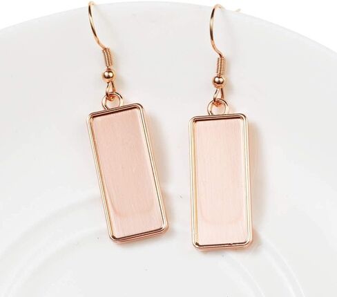 SHUNAE 20pcs Gold Rose Pink Plated 10x25mm Cabochon Earrings Blank Base Settings Earring Bezel Trays for DIY Jewelry Making (Gold Pattern B) in Saudi Arabia