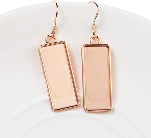 SHUNAE 20pcs Gold Rose Pink Plated 10x25mm Cabochon Earrings Blank Base Settings Earring Bezel Trays for DIY Jewelry Making (Gold Pattern B) in Saudi Arabia
