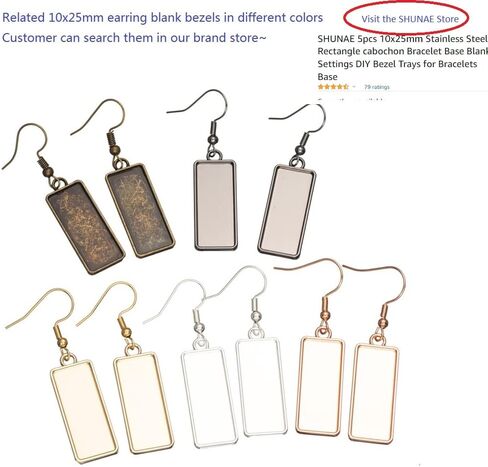 SHUNAE 20pcs Gold Rose Pink Plated 10x25mm Cabochon Earrings Blank Base Settings Earring Bezel Trays for DIY Jewelry Making (Gold Pattern B) in Saudi Arabia
