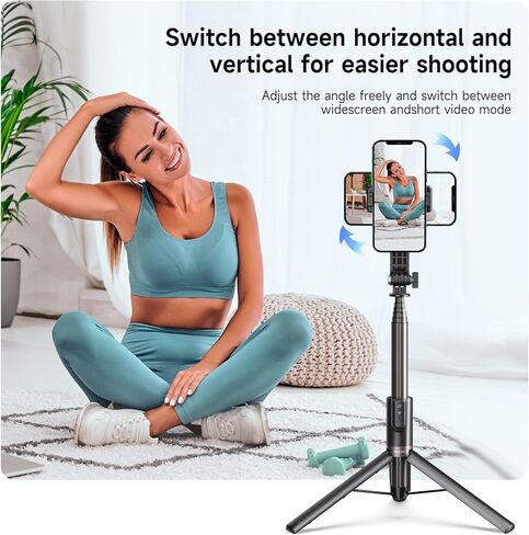 حامل ثلاثي عصا سيلفي بطول 51.2 بوصة/1.3 متر من TELESIN مع جهاز تحكم عن بعد لهواتف GoPro، مقبض تمديد من الألومنيوم Vlog Monopod لـ Go Pro Max Mini Hero 12 11 10 9 8 ملحقات iPhone Android in Kuwait