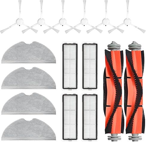 19 Packs Replacement Parts for Dreametech D10 Plus RLS3D Robot Vacuum Cleaner, 1 Main Roller Brush, 6 Side Brushes, 4 Hepa Filters, 4 Mop Pads, 4 Dust Bags Accessories Kit in Saudi Arabia