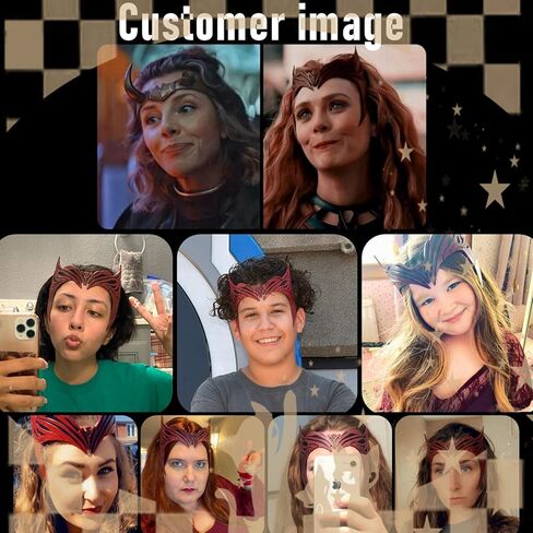 خوذة الساحرة القرمزية تاج تأثيري 2021 البرامج التلفزيونية WandaVision واندا ماكسيموف عقال قناع هالوين زي الملحقات in Kuwait