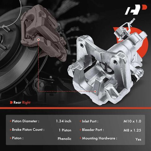 A-Premium Disc Brake Caliper Assembly with Bracket Compatible with Select Suzuki Models - Kizashi 2010 2011 2012 2013, L4 2.4L - Rear Right Passenger Side in Saudi Arabia