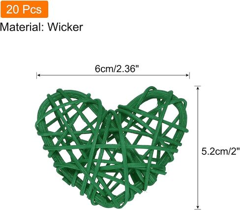 MECCANIXITY 20Pcs Heart Shaped Rattan Ball Vase Filler Natural Rattan for Valentine's Day Decoration Wedding Home Decoration Black 2.36 in in Saudi Arabia