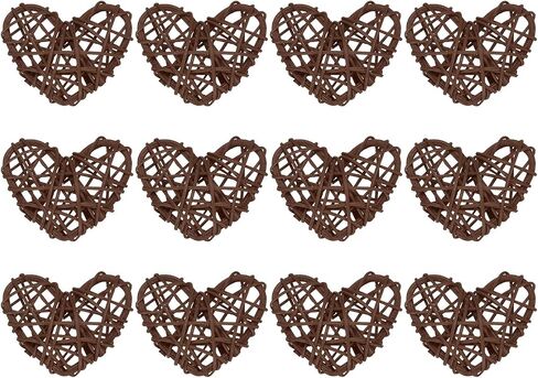 MECCANIXITY 20Pcs Heart Shaped Rattan Ball Vase Filler Natural Rattan for Valentine's Day Decoration Wedding Home Decoration Black 2.36 in in Saudi Arabia
