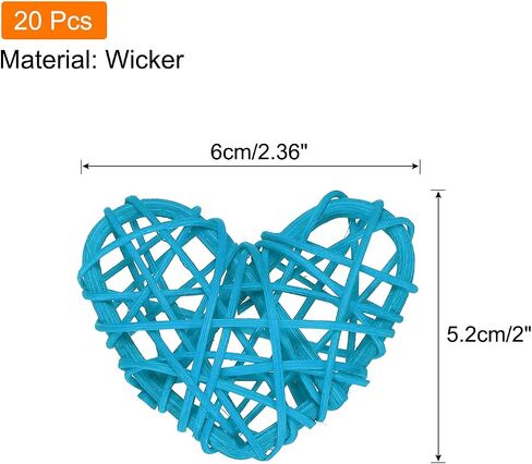 MECCANIXITY 20Pcs Heart Shaped Rattan Ball Vase Filler Natural Rattan for Valentine's Day Decoration Wedding Home Decoration Black 2.36 in in Saudi Arabia