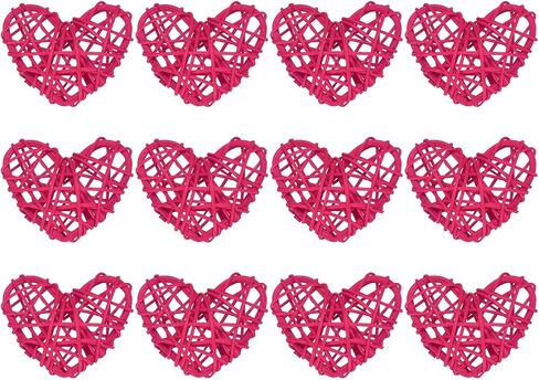 MECCANIXITY 20Pcs Heart Shaped Rattan Ball Vase Filler Natural Rattan for Valentine's Day Decoration Wedding Home Decoration Black 2.36 in in Saudi Arabia