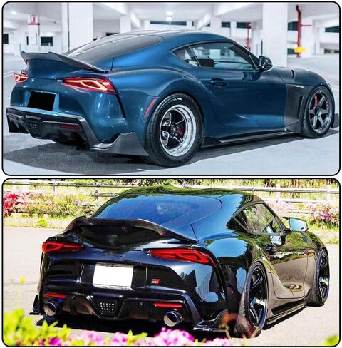 MCARCAR KIT جناح صندوق السيارة من ألياف الكربون يناسب 2019-2023 Toyota Supra A90 A91 كوبيه غطاء التمهيد الخلفي عالي الركلة الخلفي الجذع جناح منقار البط منفذ مصنع الشفاه (ألياف الكربون الأسود اللامع) in Kuwait