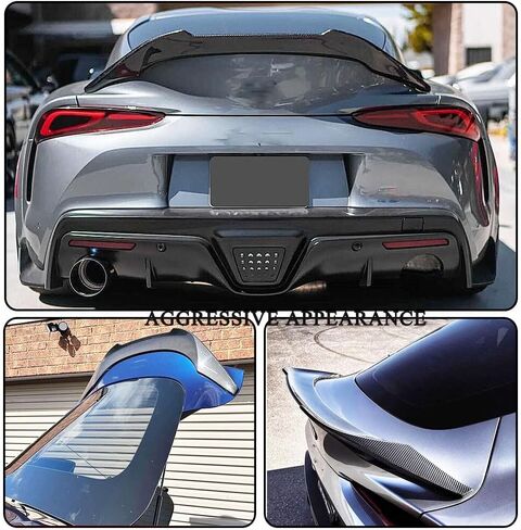 MCARCAR KIT جناح صندوق السيارة من ألياف الكربون يناسب 2019-2023 Toyota Supra A90 A91 كوبيه غطاء التمهيد الخلفي عالي الركلة الخلفي الجذع جناح منقار البط منفذ مصنع الشفاه (ألياف الكربون الأسود اللامع) in Kuwait