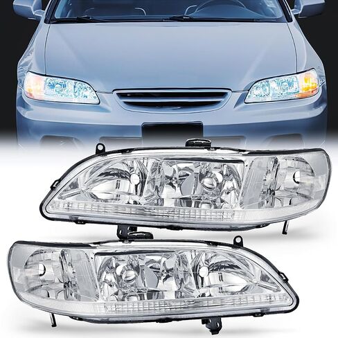 Nilight Headlight Assembly Compatible with 1998 1999 2000 2001 2002 Honda Accord Headlamps Replacement Black Housing Amber Reflector Upgraded Clear Lens Driver and Passenger Side in Saudi Arabia