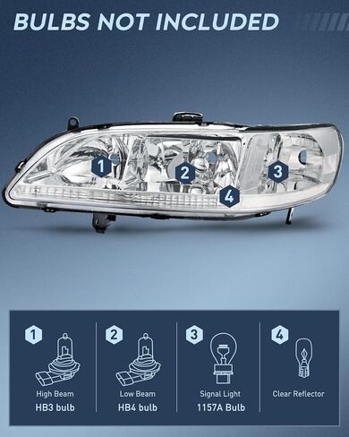 Nilight Headlight Assembly Compatible with 1998 1999 2000 2001 2002 Honda Accord Headlamps Replacement Black Housing Amber Reflector Upgraded Clear Lens Driver and Passenger Side in Saudi Arabia