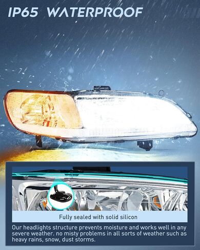 Nilight Headlight Assembly Compatible with 1998 1999 2000 2001 2002 Honda Accord Headlamps Replacement Black Housing Amber Reflector Upgraded Clear Lens Driver and Passenger Side in Saudi Arabia