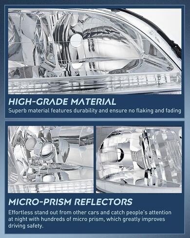 Nilight Headlight Assembly Compatible with 1998 1999 2000 2001 2002 Honda Accord Headlamps Replacement Black Housing Amber Reflector Upgraded Clear Lens Driver and Passenger Side in Saudi Arabia