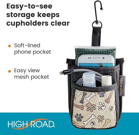 High Road Air Vent Mount Car Cell Phone Holder with Soft Lined Back Pocket and Front Mesh Storage Pocket in Kuwait