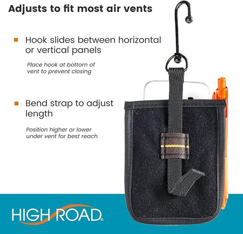 High Road Air Vent Mount Car Cell Phone Holder with Soft Lined Back Pocket and Front Mesh Storage Pocket in Kuwait