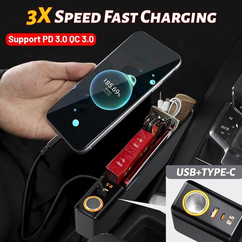 Car Seat Gap Filler Organizer, 75W Charging, Storage Box, 2 Pack (Large) in Saudi Arabia