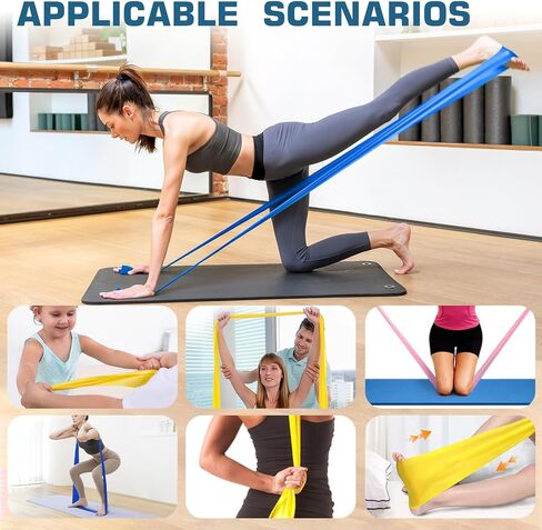 أربطة مقاومة للتمارين الرياضية، العلاج الطبيعي، التمدد، التعافي، البيلاتيس، إعادة التأهيل واليوجا، أربطة تمارين من السيليكون مقاومة بقوة مختلفة لتدريبات الجسم بالكامل in Kuwait