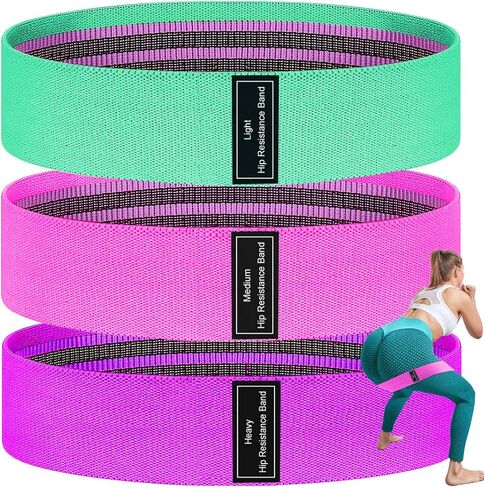 Resistance Bands Set, Exercise Bands with Non-Slip Design for HIPS & Glutes, Workout Bands for Women/Men,Booty Bands for Home Fitness, Yoga, Pilates - 3 Levels. in Saudi Arabia