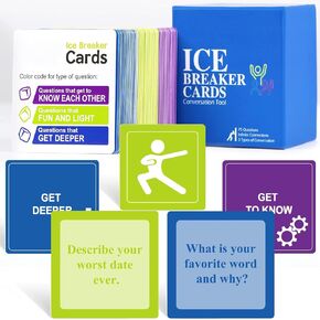 chiazllta 87 Conversation & Connection Cards, Icebreaker Team Building Games for Meetings Work, Trust Activities at Workplace Adults Employee