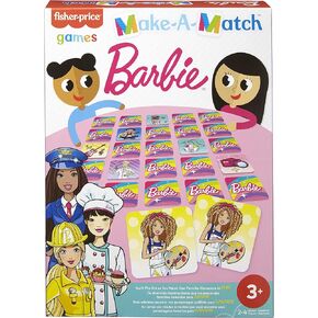 Barbie Fisher-Price Make-A-Match Card Game with Barbie Doll Theme Multi-Level Rummy Style Play Match Color Pictures & Shapes 56 Cards for 2 to 4 Players Gift for Kids Ages 3 Years & Older