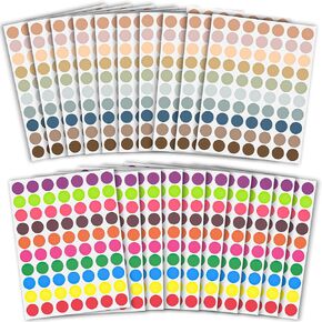 1400 PCS Dot Stickers, 3/4 inch Round Color Coding Label Circle Stickers, 20 Colors Circle Dot Label Sticker, Round Labels for Office Classroom Student Toddlers