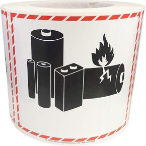 Lithium Ion Battery Icon Warning Labels Blank Space to Write in 2019 Compliant 4.5 x 5 Inch 500 Adhesive Stickers