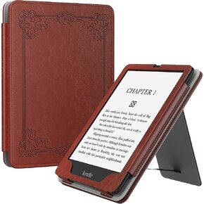 SaharaCase Hand Strap Folio Case for Amazon Kindle Paperwhite (11th Generation 2021-2023 Release) [Shockproof Bumper] Integrated Kickstand Leather Rugged Protection Anti-Slip Grip (Black Floral)
