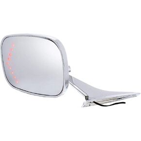 United Pacific 110296 Rectangular Exterior Mirror With LED Turn Signal For 1968-72 Chevy Passenger Car - L/H,chrome