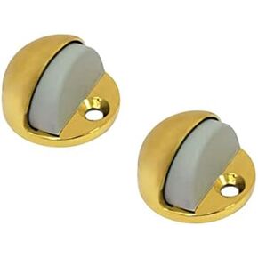 QCAA Solid Brass Low Dome Floor Door Stop, 1/4"-3/4" Clearance from Floor Buttom, Matte Black, 1 Pack, Made in Taiwan