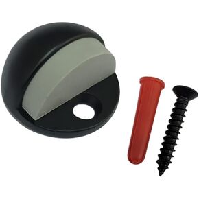 QCAA Solid Brass Low Dome Floor Door Stop, 1/4"-3/4" Clearance from Floor Buttom, Matte Black, 1 Pack, Made in Taiwan