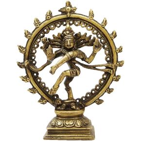 Hindu God Deity Shiva Dancing Nataraja Natraj Brass Statue Sculpture for Home Decor Temple Mandir 6.5"