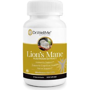 Organic Lion's Mane Mushroom Capsules 500 mg (90 Vegetarian Capsules) 3 Months' Supply, Made in USA by Dr.WellMe