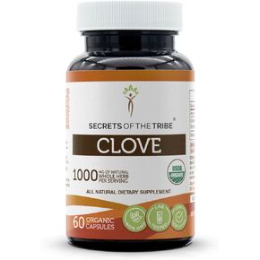 Clove 60 Capsules, 1000 mg, USDA Organic Clove (Syzygium Aromaticum) Dried Flower Buds (60 Capsules)