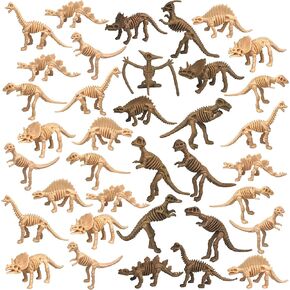 36 PCS Dinosaur Fossil Skeletons Dinosaur Skeleton Toys Assorted Figures Dino Bones for Dino Sand Dig Science Play Party Favor Decorations