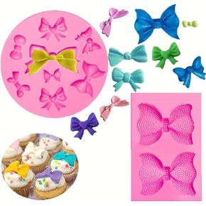 2 جهاز كمبيوتر شخصى القوس موضوع قوالب السيليكون مجموعة DIY بها بنفسك Bowknot فندان الحلوى صنع قالب الشوكولاتة الحلويات آيس كيوب العلكة الطين الصابون البسكويت الجص الراتنج حفلة عيد ميلاد كب كيك توبر كعكة ديكور قوالب in Kuwait