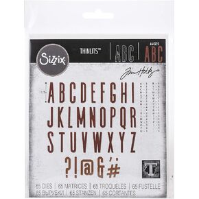 Sizzix Thinlits Die Set 65 Pack Alphanumeric Classic Upper Case by Tim Holtz, Multicolor