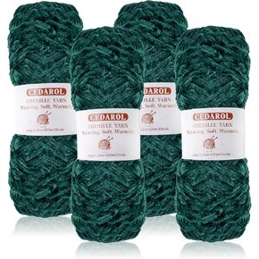 4 * 3.5oz/100g Chenille Yarn for Crocheting, Velvet Yarn for Crocheting Blankets, Size 6 Soft Plush Fluffy Yarn for Hand Knitting, Clothes, Pattern Knitting Creations