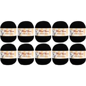 100% Cashmere Wool Yarn (Pack of 10) by Yonkey Monkey 500gr Imported Knitting Crochet (Black 27)