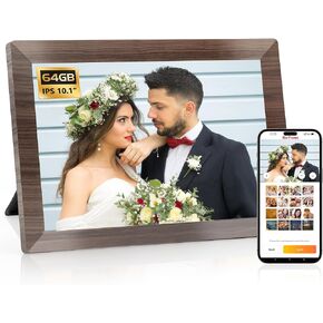 10.1 WiFi Digital Picture Frame, IPS Touch Screen Smart Cloud Digital Photo Frame with 64 GB Storage, Auto-Rotate, Motion Sensor, Share Photos via Biuframe App