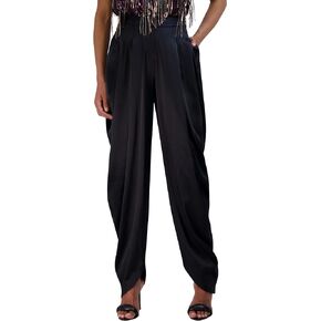 BCBGMAXAZRIA Women's Relaxed Drapey Vintage Flat Satin Pants