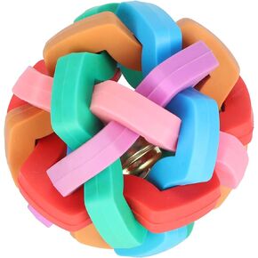 GLOGLOW Rubber Ball Toys, Colorful Soft TPR Ball Chewing Interactive Toy with Inside Bell for Dogs Mini Pigs(S)