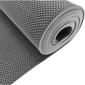 Drainage Floor Mat 3x8Ft Anti Slip Commercial Kitchen Mats Pool Mat Bathroom Floor Mat 1/5'' Thick PVC Mesh Hollow Mat for Wet Area Restaurant Patio Mat Grey