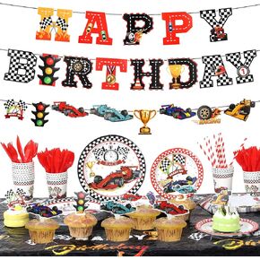 194 Pcs Construction Birthday Party Supplies,Dump Truck Party Decor with Cake Toppers Banner Tablecloth Plates Straw Cups Napkins Transportation 20 Kit for Kids Boys Birthday Party Supplies