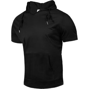 Men's Short Sleeve Hoodie Athletic Sport Sweatshirt Pocket Short Sleeve Hoodie for Men