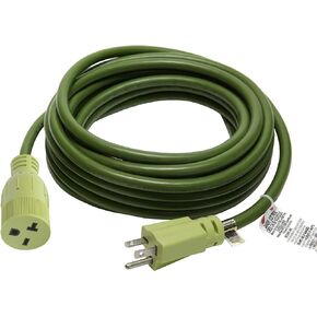 NemaTech Indoor/Outdoor NEMA 6-20P to 6-20R, 12AWG 20AMP 250V 5000W, Extension Cable (25 ft)