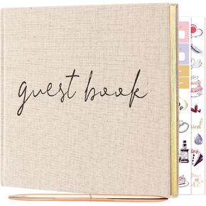 Wedding Guest Book, Registry Sign - in Book for Wedding Reception, Elegant Wedding Or Baby Shower Guest Book, 100 Pages Guestbook for Special Events with Sticker and Pen - Beige