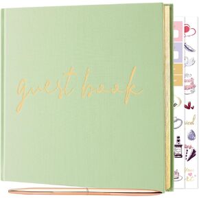 Wedding Guest Book, Registry Sign - in Book for Wedding Reception, Elegant Wedding Or Baby Shower Guest Book, 100 Pages Guestbook for Special Events with Sticker and Pen - Beige