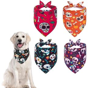 BINGPET 4 عبوات من عصابات الكلاب، وشاح مرايل كلب مثلث ناعم ملون أنيق، منديل قابل للغسل لحفلات المهرجانات للفتيات الصغيرات أو الأولاد والقطط (الأحمر والأرجواني والأسود والبرتقالي) in Kuwait